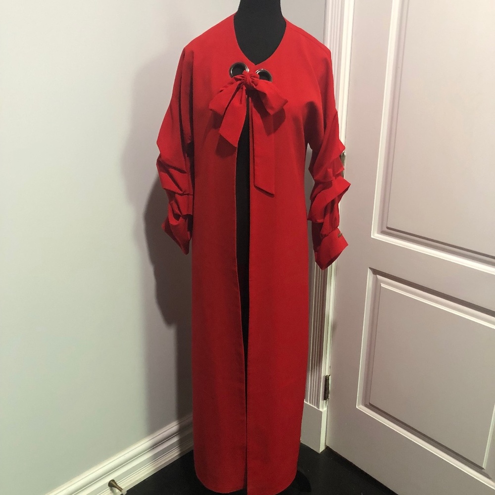 Dramatic Red Statement Piece Long Coat